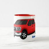 Cute red pickup truck cartoon afbeelding tweekleurige koffiemok (Center)