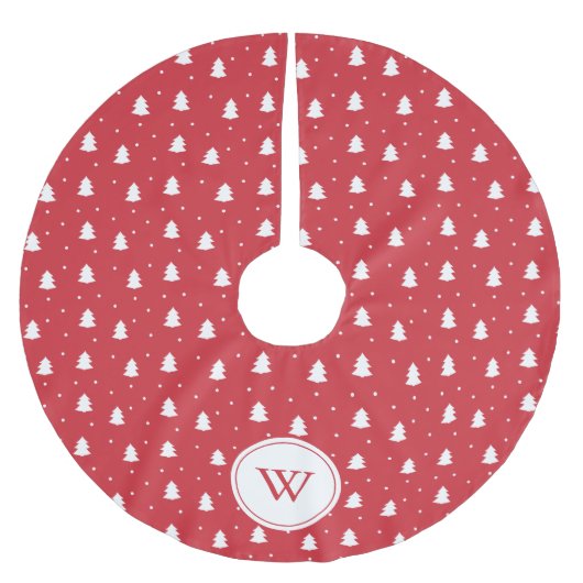 Cute Red Pine Trees Pattern Gepersonaliseerd Kerstboom Rok (Voorkant)