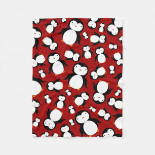 Cute red pinguin patroon fleece deken