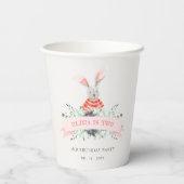 Cute Red Pink Bunny Foliage Elke dag Papieren Bekers (Achterkant)
