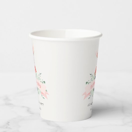 Cute Red Pink Bunny Foliage Elke dag Papieren Bekers (Links)