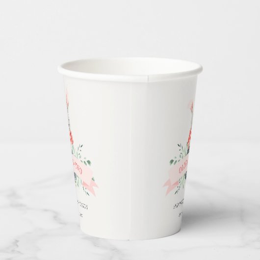 Cute Red Pink Bunny Foliage Elke dag Papieren Bekers (Rechts)