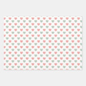 Cute Red Pink & Green Hearts Inpakpapier Vel (Voorkant 2)