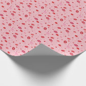 Cute Red & Pink Lipstick Kiss Valentine’s Day Cadeaupapier (Hoek)
