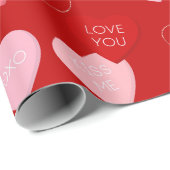 Cute Red Pink Snoep Berichten Valentijnsdag Cadeaupapier (Rol Hoek)
