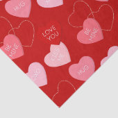 Cute Red Pink Snoep Berichten Valentijnsdag Tissuepapier (Detail)