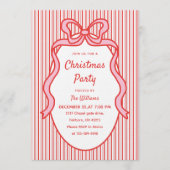 Cute Red Pink Stripes & Bow Frame Christmas  Kaart (Voorkant)
