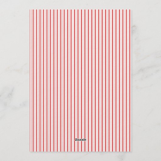 Cute Red Pink Stripes & Bow Frame Christmas Kaart (Achterkant)