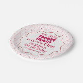 Cute Red Pink Sweetheart Turning One Birthday Papieren Bordje (Gekanteld)