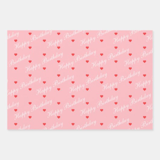 Cute Red Pink White Hecht Aangepaste Script-tekst Inpakpapier Vel (Voorkant)