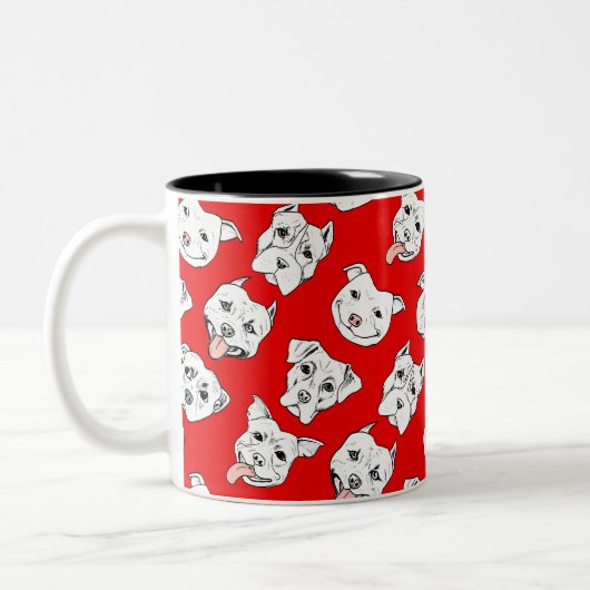 Cute Red Pitbull Dog Face Pattern Tweekleurige Koffiemok (Links)