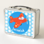 Cute red plane vliegende cartoon illustratie (Voorkant)