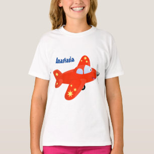 Cute red plane vliegende cartoon illustratie t-shirt