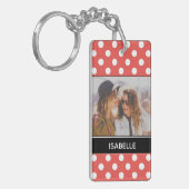 Cute Red Polka Dot Aangepaste foto Aangepast Sleutelhanger (Voorkant Links)