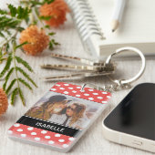 Cute Red Polka Dot Aangepaste foto Aangepast Sleutelhanger (Voorkant Rechts)