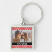 Cute Red Polka Dot Aangepaste foto Aangepast Sleutelhanger (Voorkant)