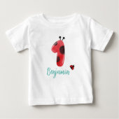 Cute red Polka dot Ladybug 1st Birthday party name (Voorkant)
