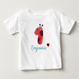 Cute red Polka dot Ladybug 1st Birthday party name