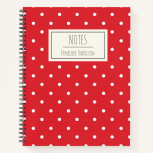 Cute Red Polka Dots gepersonaliseerd Notitieboek