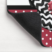 Cute Red Polka Dots with Chevron Roos Bow and Name Muismat (Hoek)