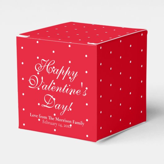 Cute red polka stipt custom script Valentijnsdag Bedankdoosjes (Voorkant Zijde)