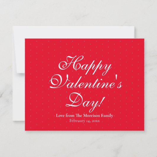 Cute red polka stipt custom script Valentijnsdag Feestdagenkaart (Voorkant)