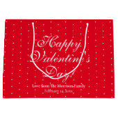 Cute red polka stipt custom script Valentijnsdag Groot Cadeauzakje (Voorkant)