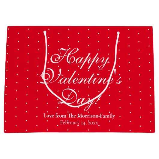 Cute red polka stipt custom script Valentijnsdag Groot Cadeauzakje (Voorkant)