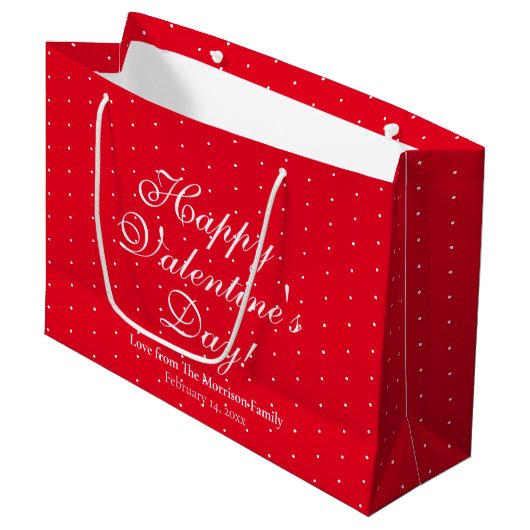 Cute red polka stipt custom script Valentijnsdag Groot Cadeauzakje (Voorkant Gekanteld)