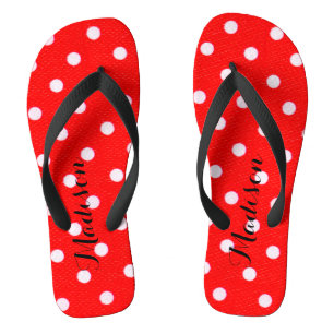 Cute Red Polka stipt monogram Teenslipper Teenslippers