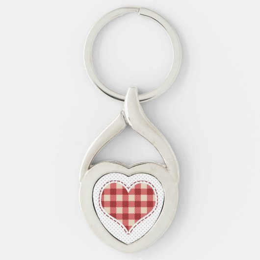Cute Red Pset Heart en Stippen Sleutelhanger (Voorkant)