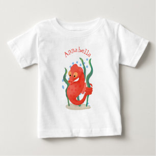 Cute red pygmy seahorse cartoon afbeelding