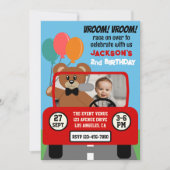 Cute Red Race Car Kids Birthday Foto Kaart (Voorkant)