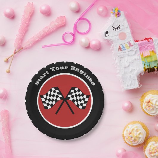 Cute Red Race Party Tire Papieren Bordje (Feest)