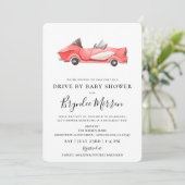 Cute  Red Racecar Drive by Baby shower Kaart (Staand voorkant)