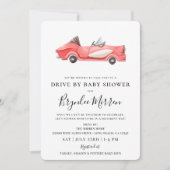 Cute  Red Racecar Drive by Baby shower Kaart (Voorkant)