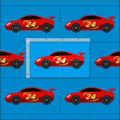 Cute red racecar structure of kind stof (Delen)
