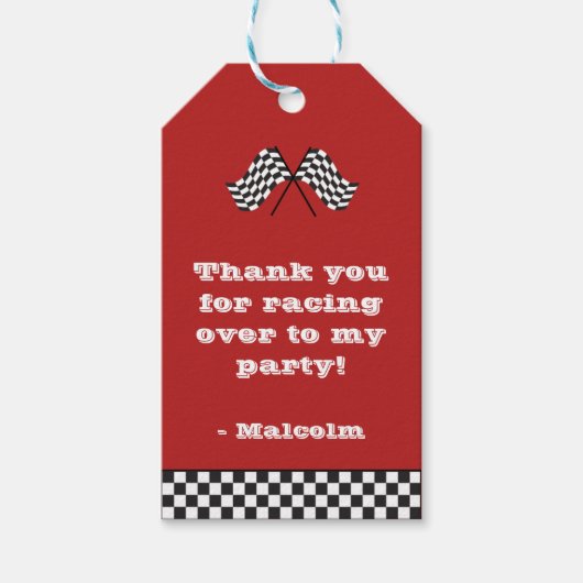 Cute Red Racing Stripes Cadeaulabel (Voorkant)