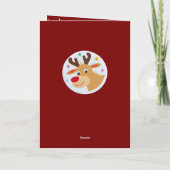 Cute Red Reindeer Kid`s Name Merry Christmas Kaart (Achterkant)