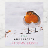 Cute Red robin sneeuw kerstfeest Wijn Etiket (Enkel label)