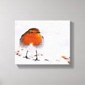Cute Red robin sneeuw winterdieren in het wild Canvas Afdruk (Voorkant)