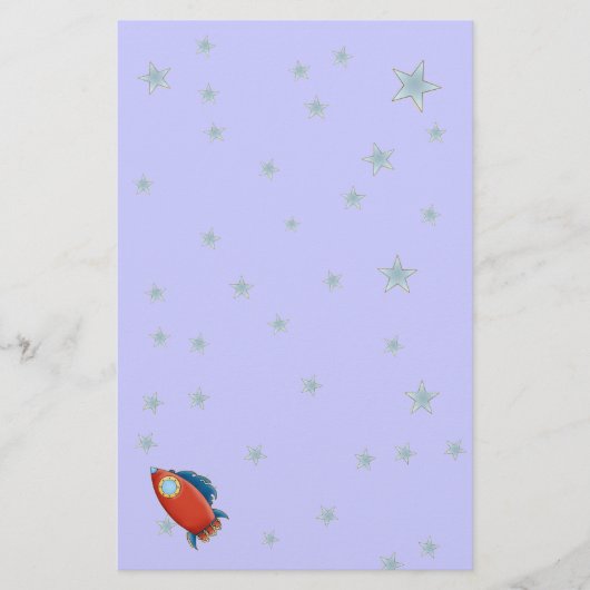 Cute Red Rocket & Stars Stationery Briefpapier (Voorkant)