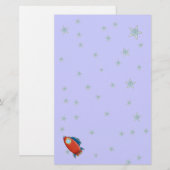 Cute Red Rocket & Stars Stationery Briefpapier (Voorkant / Achterkant)