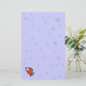 Cute Red Rocket & Stars Stationery Briefpapier (Staand voorkant)