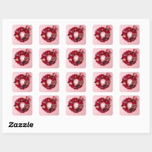 Cute Red Rose Romantic Valentine Sticker Sheet  (Vel)