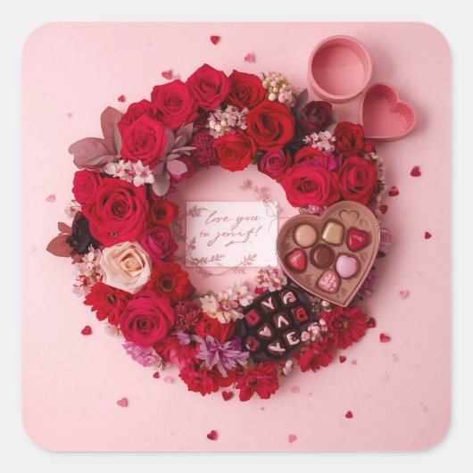 Cute Red Rose Romantic Valentine Sticker Sheet (Voorkant)