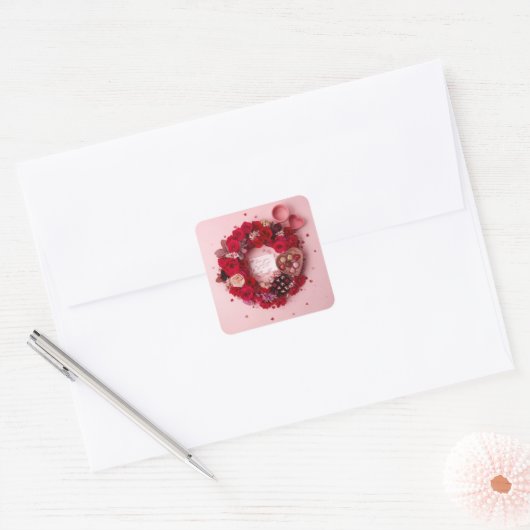 Cute Red Rose Romantic Valentine Sticker Sheet  (Envelop)
