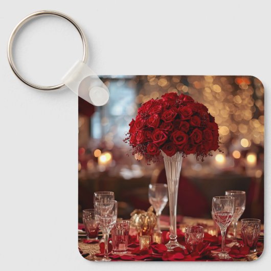 Cute Red Rose Valentine special Romantic Sleutelhanger (Voorkant)