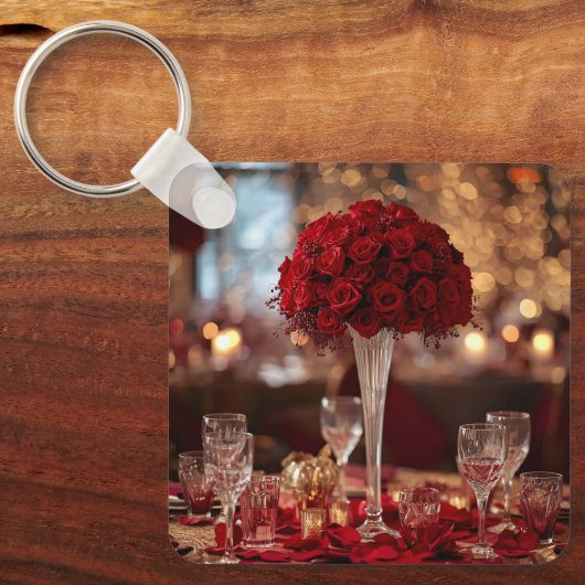 Cute Red Rose Valentine special Romantic Sleutelhanger (Voorkant)