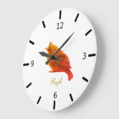 Cute Red Royal Bird on White Grote Klok (Hoek)